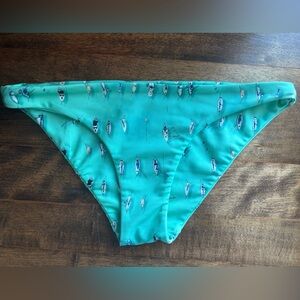 Hurley Teal Bikini Bottom with Boat Print